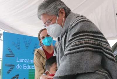 Guillermo Lasso, presidente de la Rep&uacute;blica, en su visita a Chimborazo