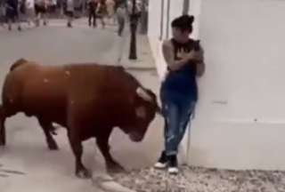 Mujer distra&iacute;da en su celular es embestida por un toro