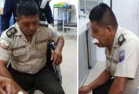 Polic&iacute;a recibi&oacute; impacto de camareta en su rostro