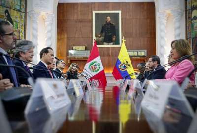 El presidente Guillermo Lasso visita Lima-Per&uacute;, este 25 de octubre del 2023.