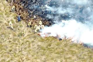 Incendio forestal en el cerro Sincholagua moviliza a Bomberos y autoridades ambientales en Quito