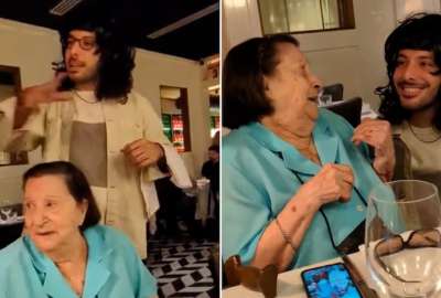 Sorpresa viral: Nieto disfrazado de mesero emociona a su abuela en su cumplea&ntilde;os 90