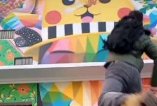Video del presunto autor del acto vand&aacute;lico contra un mural en Quito circula en rede sociales