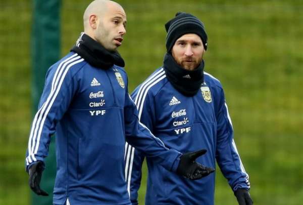 Javier Mascherano y Leo Messi, cuando jugaban juntos en la selecci&oacute;n argentina.