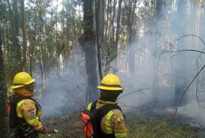 Bomberos controlan incendio en el sector de Miraflores, en Quito