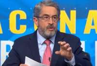 José Ruales, ministro de Salud, en una entrevista con Ecuador TV.