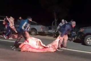 Saquean un cami&oacute;n que transportaba carne en Argentina