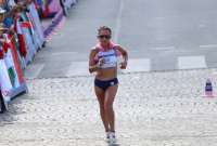 La marchista Glenda Morejón llegó en sexto lugar en la competencia de los 20 kilómetros marcha femenino.