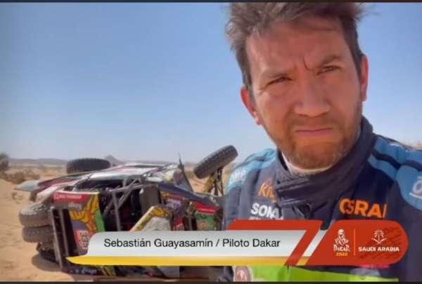 Sebasti&aacute;n Guayasam&iacute;n sufri&oacute; un fuerte accidente en el Rally Dakar 2022