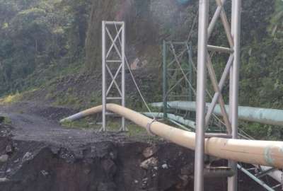 Petroecuador contin&uacute;a en la evaluaci&oacute;n de los da&ntilde;os, tras el colapso en el puente sobre el r&iacute;o Marker. 