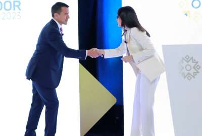 Daniel Noboa (izq.) y Luisa Gonz&aacute;lez (der.) arrancar&aacute;n la campa&ntilde;a electoral antes del Debate Presidencial.