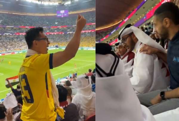 "Ri&ntilde;a" entre hinchas de Ecuador y Qatar