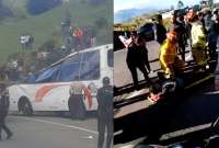 Un fallecido y 12 heridos en volcamiento de bus en v&iacute;a Guaranda - Ambato