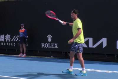 Emilio G&oacute;mez, durante el partido ante Marin Cilic